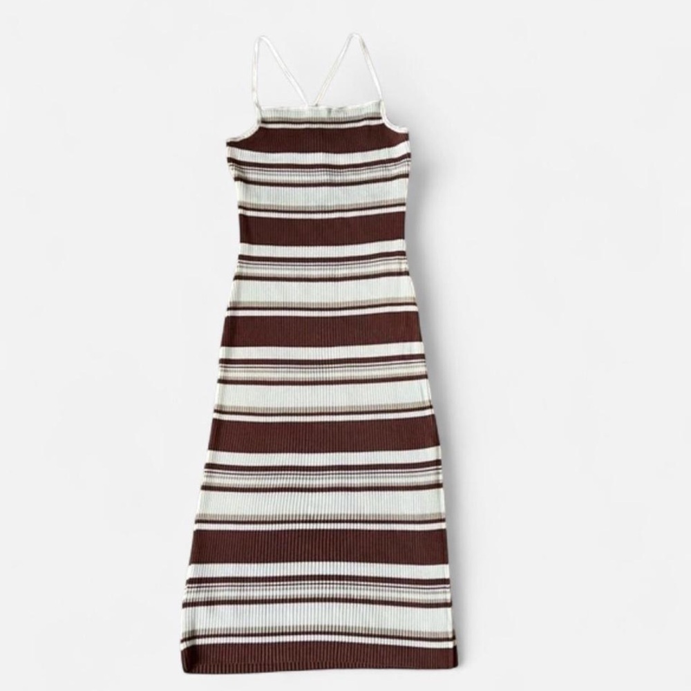 Abercrombie & Fitch Ribbed Tie-Back Midi Dress
